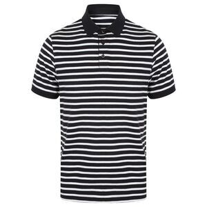 Front Row Unisex Adult Striped Jersey Polo Shirt / Navy/White